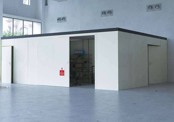 Solid double skin partition