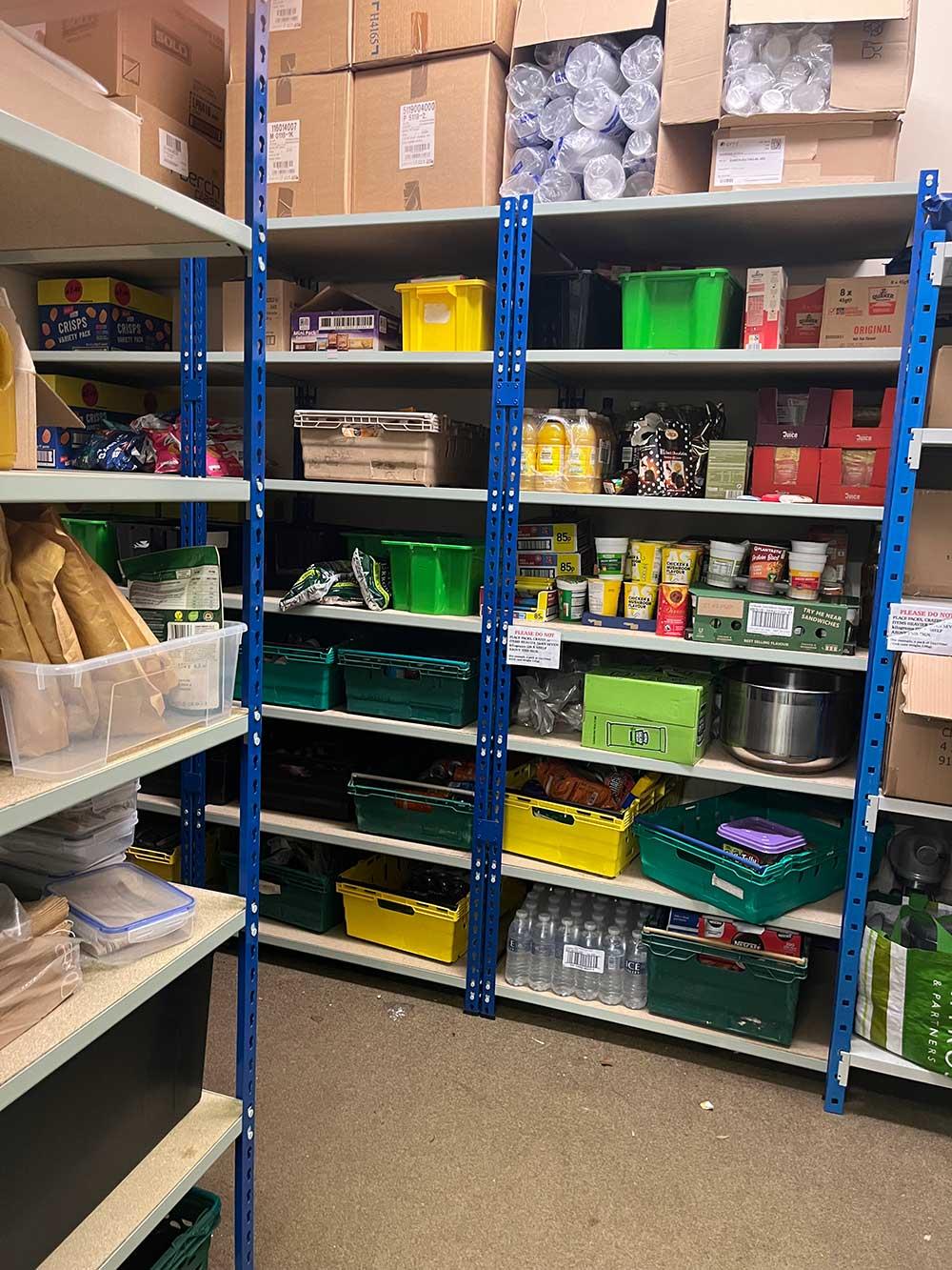 Dry goods and tray storage j rivet racking