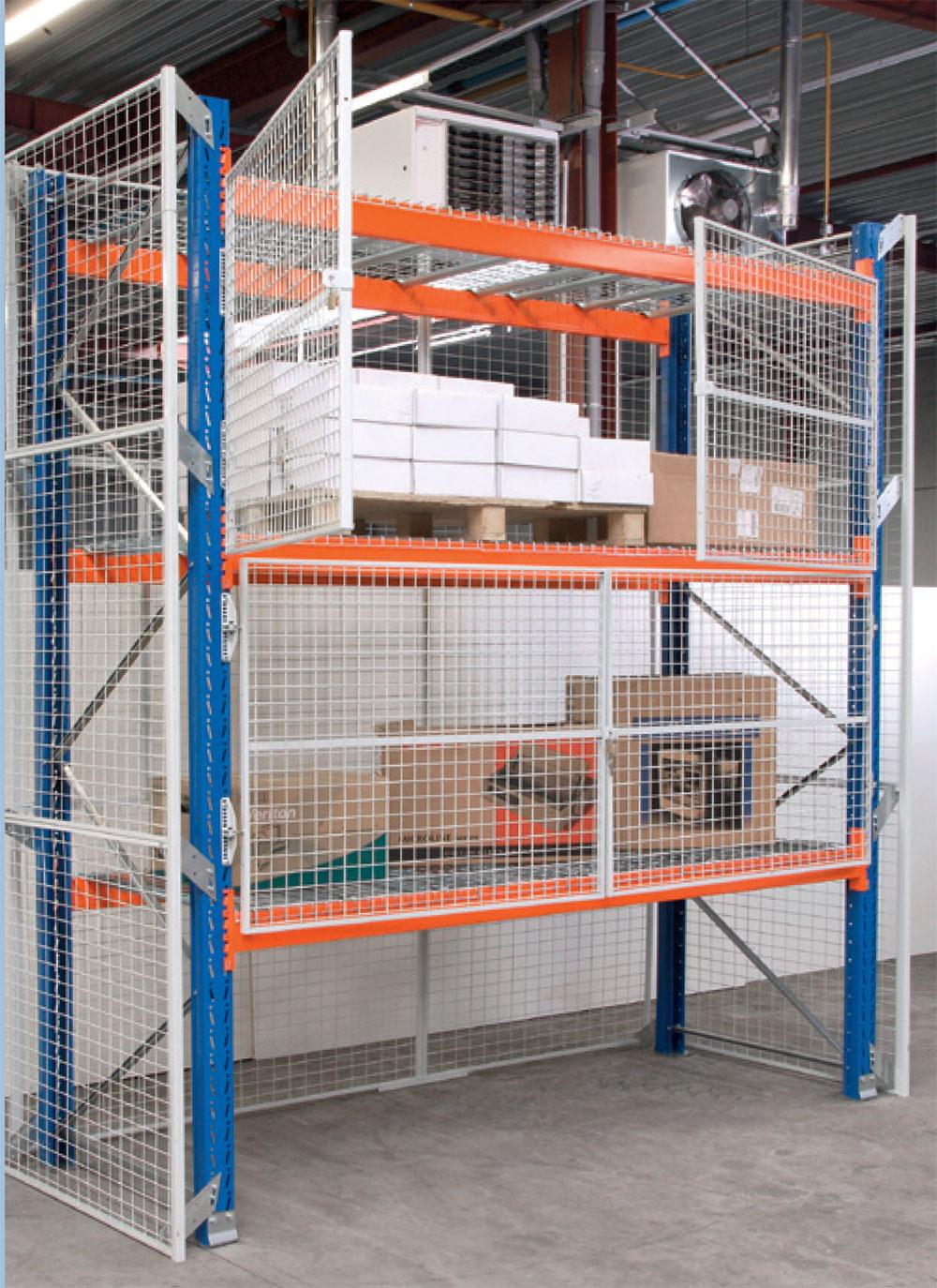 Mesh doors and sides for pallet racking