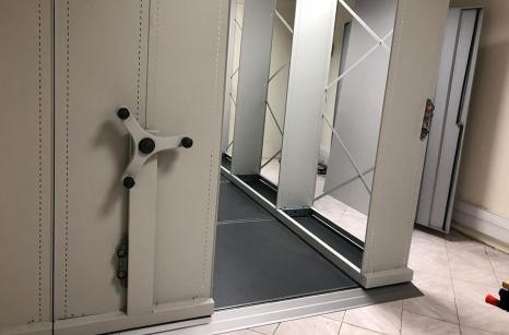 Shelving installed on top of mobile bases