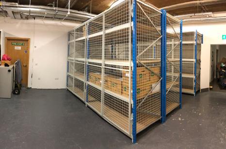 Secure longspan with doors for archive box storage